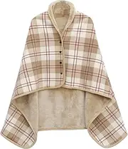 [XING YE CHUAN] Fleece Wearable Blanket, Comfy Poncho Throw with Buttons, Plush Sleeveless Blankets, for Women Cape Wrap Cover