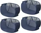4 Piece Collapsible Mesh Laundry Basket Set, Foldable Clothes Hamper, Navy Blue