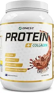 ONEST Collagen Infused Whey Protein Powder 960g – 30 Servings Easy-to-Digest Collagen Powder to Build & Maintain Muscle – 25 Grams Protein & 10 Grams Collagen for Protein Drink (Standard, Chocolate)