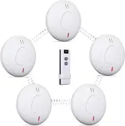 5x ANKA Wireless Interconnected Photoelectric Smoke Alarm Detector & Remote