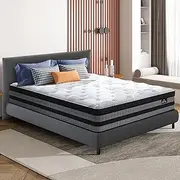 STARRY EUCALYPT King Mattress 36cm Pocket Spring Memory Foam, Euro Top Latex Mattress with High Density Foam Layer, 7-Zone Suppotive Mattresses in Medium Firmness, Topper Pad (Tiara)