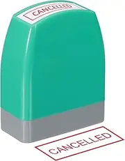 uxcell Cancelled Notice Stamp Self Inking, Red Ink Office Stamps Pre Inked Message Stamp Refillable Business Stamp, Green