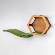Cat Shelf with Pillow Cat Tree Cat Furniture Hexagon Cat Wall Shelves