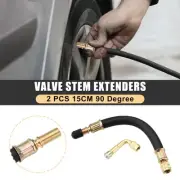 2pcs 15cm 6" Car Tire Valve Extender Hose with 90 Degree Extension Adaptor