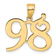 14k Yellow Gold Polished Number 98 Pendant