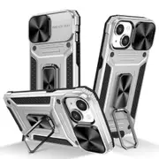 MCC Shockproof iPhone 14 Heavy Duty Case Lens Cover Apple Ring Holder [Silver]