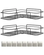 Fresh Fab Finds Set of 2 Corner Shower Caddy Shelves with Adhesive Hooks