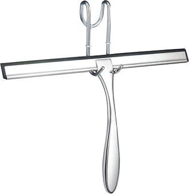 12.3-Inch Shower Squeegee with Hook Stainless Steel Bathroom Window Squeegee Cle