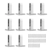 Glass Clamp, 10 PCS Square Glass Railing Bracket for 0.31 "-0.47 " Tempered Glass, 304 Stainless Steel Glass Mounting Clamp, 0.12” Thick Glass Shelf Bracket for Balcony, Garden, Stair,