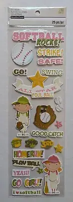 Softball Sports Themed Chipboard Scrapbooking Stickers by Recollections
