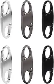 [Rixotix] Anti-Theft Zipper Clips, 6-Pack S-Shaped Carabiner Locks with Mini Snap Hooks for Backpacks, Camping, Fishing, Travel, and Outdoor Sports, Black & Silver & Gray, fashion