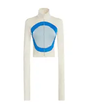 White jersey jacket with circle inlays IT38