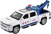Die-cast 1:32 Rescue Trailer Model Cars Alloy Diecast Pickups 5 Doors Opened Pull Back Sound Light Pull Back Vehicles for Boys Miniature Vehicle(White)