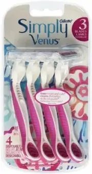 Gillette Simply Venus 3 Blades Disposable Razors Moisture Rich Strip 4ct 11 Pack