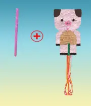 Pig Pink Birthday Pinata Piñata Birthday Party Pull String Stick