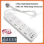 4 Outlet Power Board Surge Protector USB-A USB-C Port Power Strip With 1M Cable