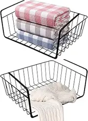 Under Shelf Storage Basket | Stainless Steel Basket Organizer,Under Shelf Organizer for Laundry Room, Cabinet, Shoe Bench, Closet