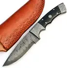 GORGEOUS CUSTOM HAND MADE DAMASCUS STEEL SKINNER KNIFE WITH BLACK HORN HANDLE
