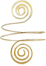 [outret] Arm Cuff Upper Arm Band Cuff Bracelet for Women Simple Coil Open Armlets Bangle Gold Adjustable Armband (Gold)