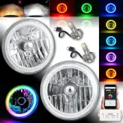 7" Bluetooth Color Chasing Halo Headlight 6k LED Lamp PR For 76-17 Jeep Wrangler (for: Jeep)