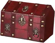 WeiLaiKeQi Treasure Chest Keepsakes Box Wooden Creative Unique House Shaped Chest Jewelry Box, Red
