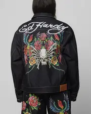[ED HARDY] Ed Hardy Denim Jacket Raw Indigo - Size 2XL 2XL Raw Indigo