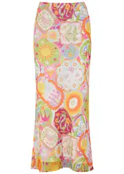 Never Fully Dressed Printed Chiffon Midi Skirt - Multicoloured - 6 (UK6 / XS) 6 (UK6 / XS)