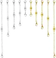 [Mikovivi] 10 Pcs Magnetic Clasps for Jewelry, Magnetic Extension Chains with Double Buckle Necklace Extender with Adjustable Lobster Clasp for Making Bracelets Anklets and Jewelry (Silver+Gold)