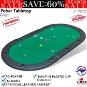Folding Poker Card Casino Table Top Mat with Cup Holders Green 10-Player vidaXL
