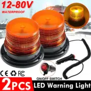 2PCS Emergency Car Beacon Strobe Amber LED Light Flashing Warning Rotating Lamp