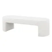American Home Classics Makayla 18" Modern Boucle Fabric & Wood Bench in Ivory