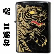 Zippo Japanese Design Tiger Black Gold Silk Print Regular Case Oil Lighter Japan