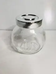 IKEA 5 oz Glass Spice Jar Silver Lid Small Glass Storage Container Bottle New