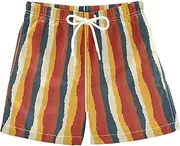 [RPLIFE] Kids Swim Trunks for Boys, Anti Chafe Swim Trunks for Boys 2 T, Geometric Stripes
