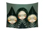 Gothic Painting Three Witchy Sisters Maiden Witches Tapestry