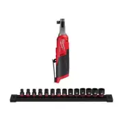 Milwaukee Cordless Ratchet 3/8" 12V W/ Drive Metric 6 Point Impact Socket Set