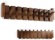 Uandhome Wood Coat Rack Wall Mount,Wall Mounted Piano Coat RackCoat Hooks Hanger Wall Mounted,Flip Down Wall Hook Rack 12 Hooks for Entryway,Bathroom,Bedroom,Kitchen(Walnut)