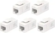 VCE UL Listed CAT6 RJ45 Keystone Jack Inline Coupler 5-Pack, Female to Female Ethernet Cable Extender - White