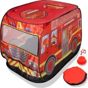 Playbees Musical Fire Truck Pop Up Play Tent Sound Button and Carry