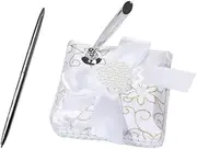 TEHAUX 1pc Pen Stand Signing Pen with Stand Party Pen Holder Anniversary Presents Pen with Stand Wedding Bridal Signature Wedding Pen Holder Wedding Decor Wedding Reception Pen White