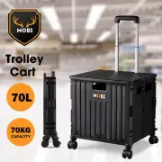 Mobi Shopping Trolley Foldable Camping Cart Grocery Basket 360° Wheel Black