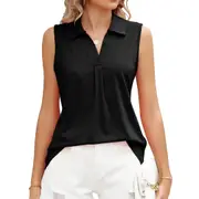 Womens Sleeveless Front Pleated Tank Top