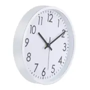 10 Inch Wall Clock, 3D Number Quartz Silent Round Wall Clocks, White/Silver