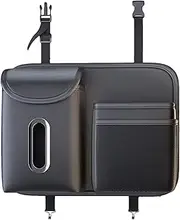 Car Trash Can for Back Seat | Auto Back Seat Tissue Organizer Box Water Bottle Container | Car Garbage Bin, Car Leather Garbage Can for Auto, SUV, RV