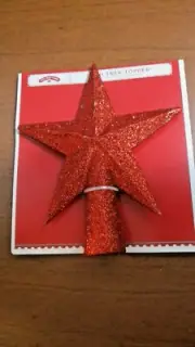Holiday Time~RED GLITTER STAR Mini TREE TOPPER~NEW