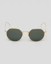 [Ray-Ban] Ray-Ban Men's Jack Sunglasses in Legend Gold W/Green One Size Legend Gold W/Green