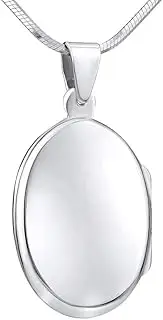 [SILVEGO] PRM10294 - Women 925 Sterling Silver Pendant Locket Oval Jewellery 20 x 27 mm, Sterling Silver