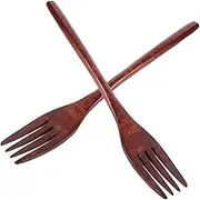 Yardenfun 2pcs Wooden Salad Mixing Forks Long Handle Kitchen Utensils for Serving Pasta Meat Salad Natural Wood Design Versatile Cooking Tools for Elegant Dining