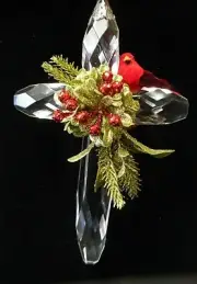 NEW Kissing Krystals Hanging Classic Cross with Cardinal by Ganz