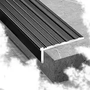 SKSPGPKTACA 2'' Wide Stair Nose Metal Step Edge Trim Staircase Step Edge Protector 36in 48in 40in 60in Stair Edging, Anti Slip Stairs Transition Strip L-Shape Treads(Black,L 36in/90CM)